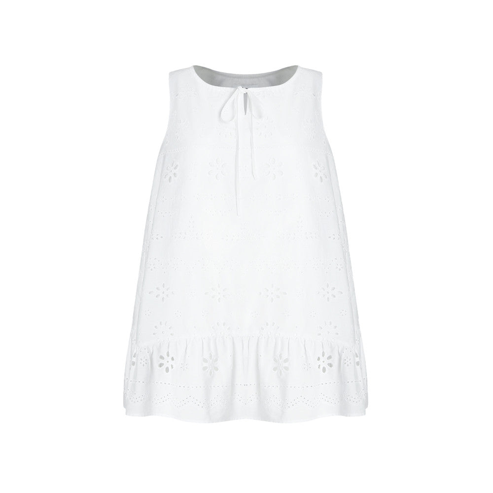 Fano high end hollow embroidery ruffled lace up vest dress summer 2025 new petite image 6