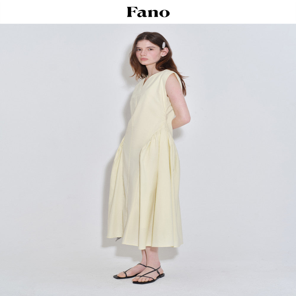 Fano streamlined main style versatile daily wear with curved dividing lines small V neck dress summer women s 2025 new style image 4