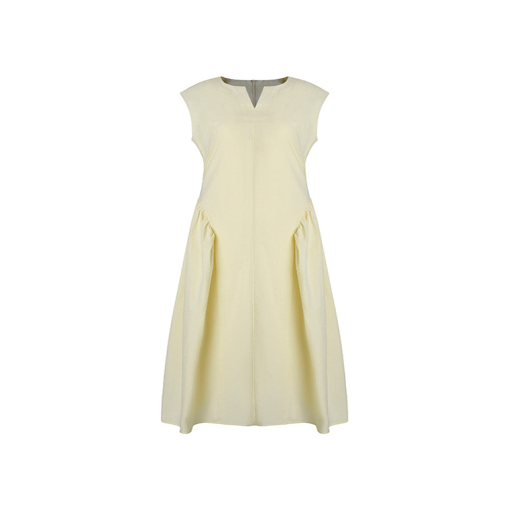 Fano streamlined main style versatile daily wear with curved dividing lines small V neck dress summer women s 2025 new style image 5