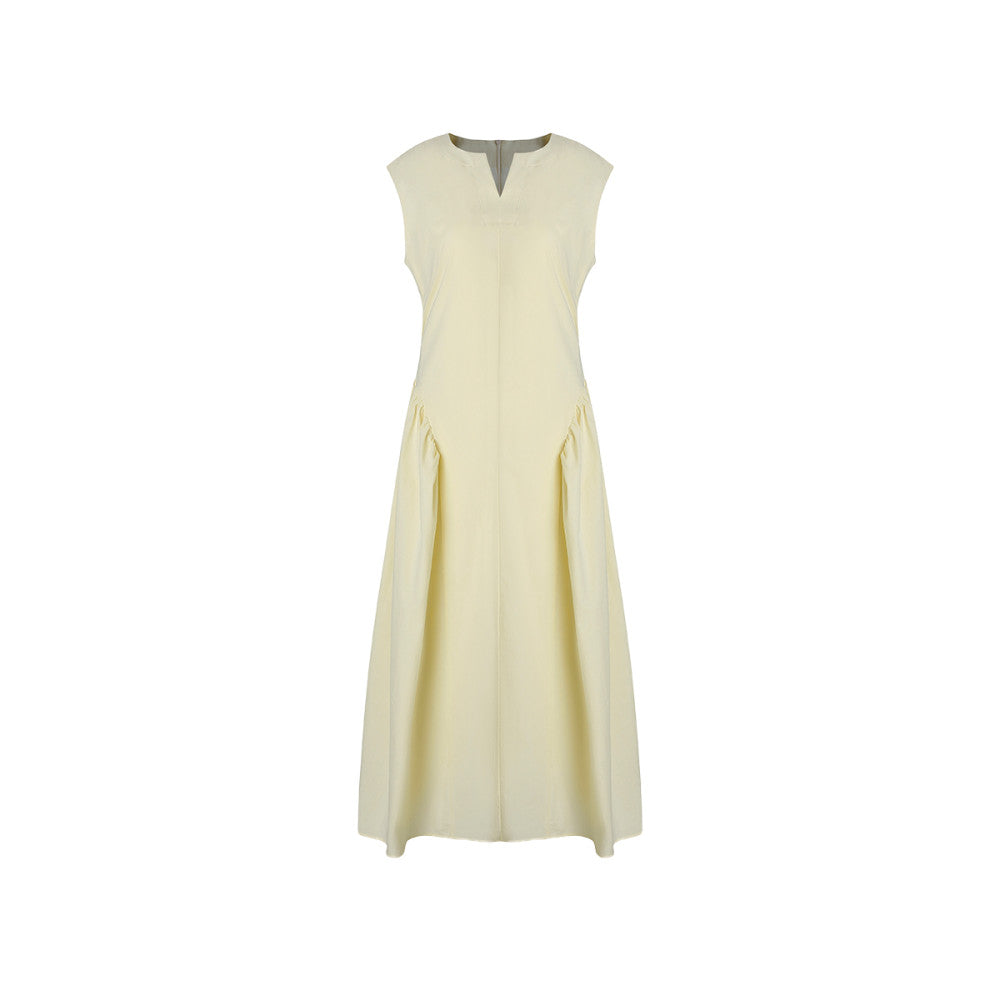 Fano streamlined main style versatile daily wear with curved dividing lines small V neck dress summer women s 2025 new style image 7