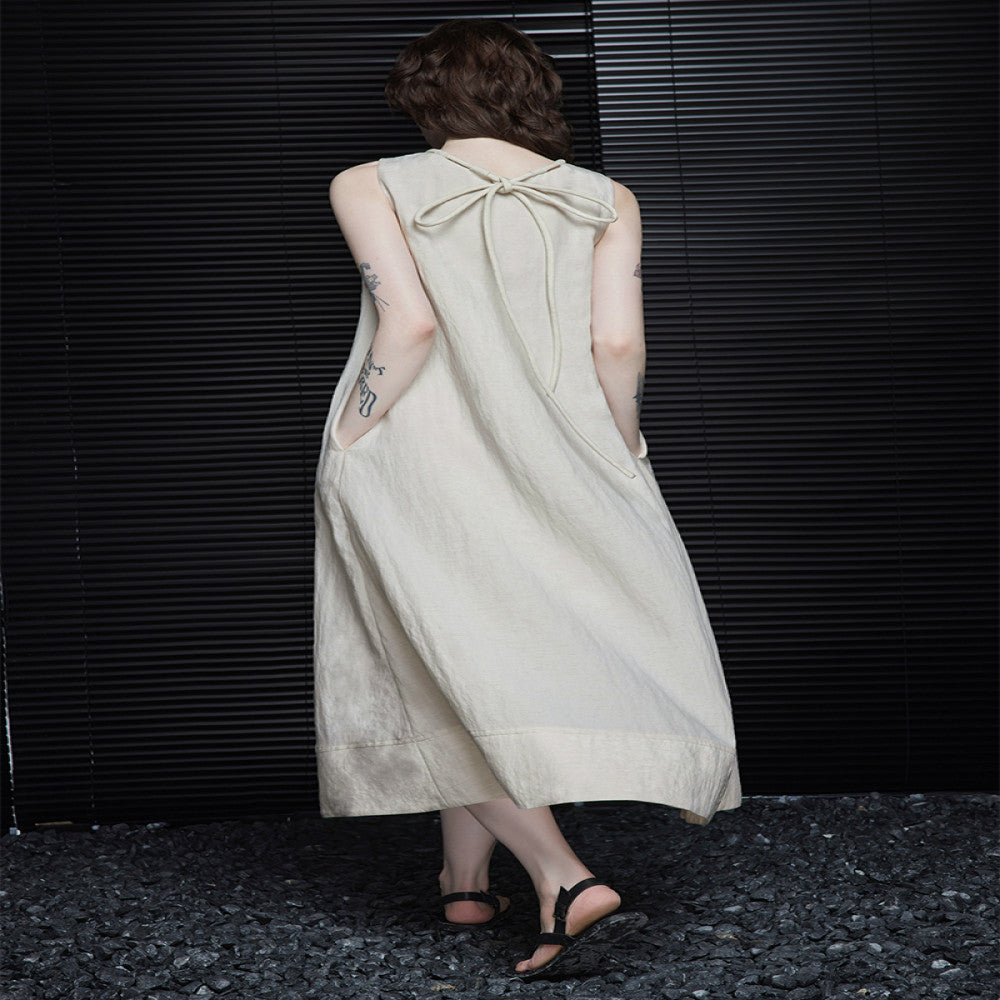 ASAYA4662 – Minimalist Back-Tie Flowy Dress 🌾