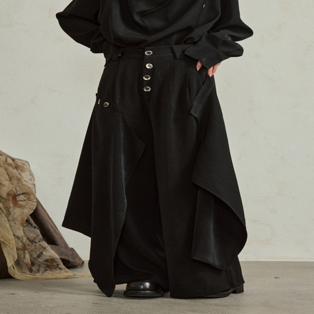 SUNYVONNE niche design sense Yamamoto style dark irregular multi piece wide leg pants fashionable pants skirt image 3