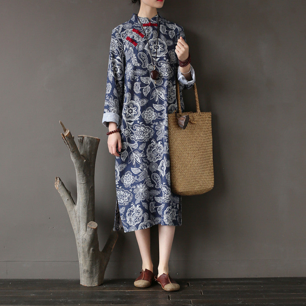 ASAYA4282 - Vintage Floral Linen Dress 🌿✨