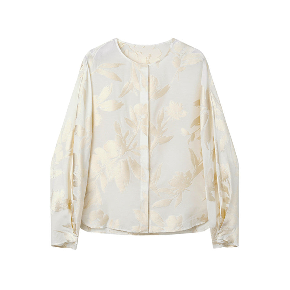 Ruyi Lian Yun Shang Li Jianhua Round Neck Shirt for Women New Chinese Style Chinese Style Retro Jacquard Jade Button Top image 16