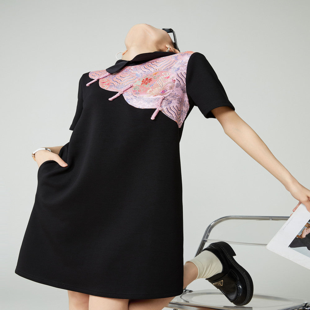New Chinese style jacquard buckle short sleeved dress for women in spring and summer 2025 new high end Chinese style heavy industry casual dress image 13