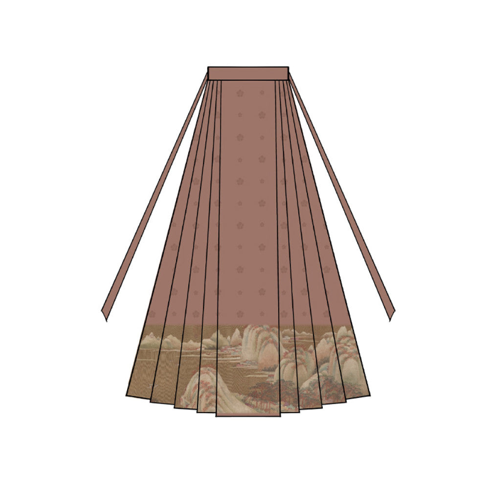 Listening to the Peach Blossom Spring Chronicles Hanfu Women s Summer National Style Printed Anti Light and Thin Long Shirt Set with Ming System Improved Horse Face Skirt image 25