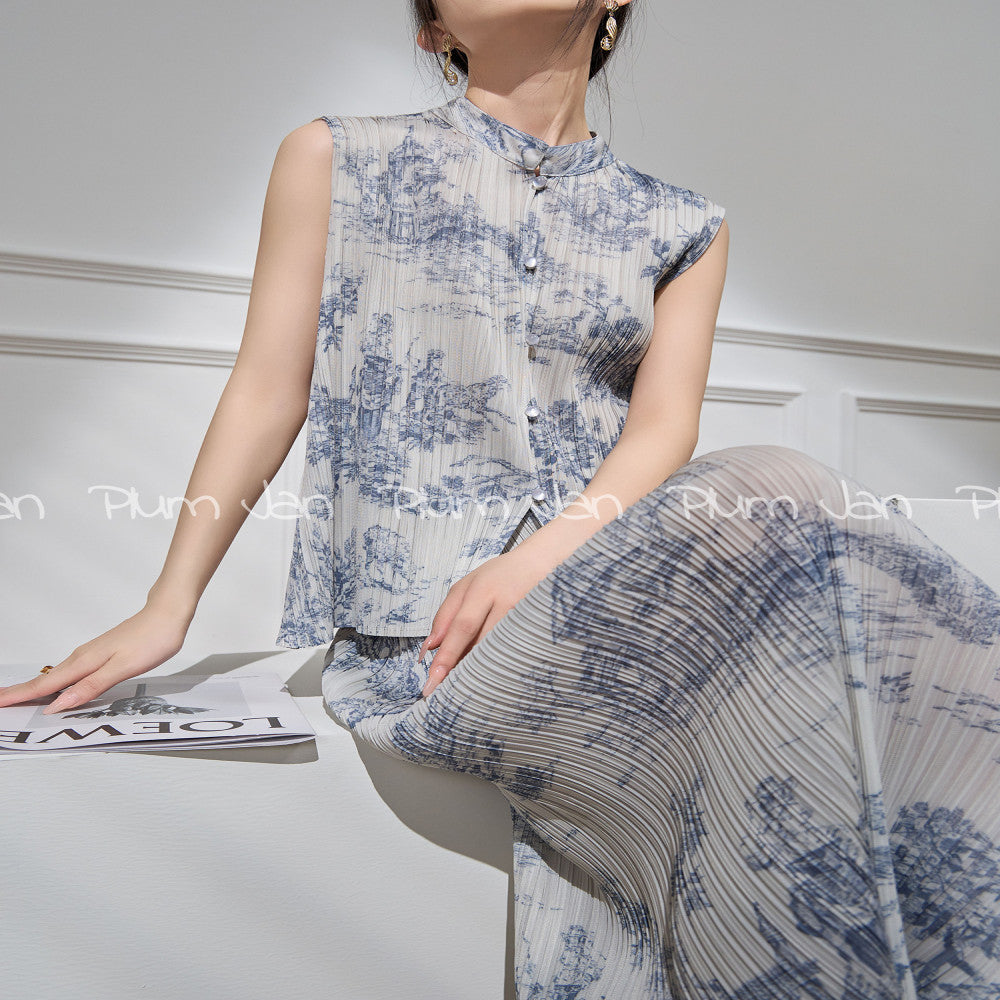 Plum Jan Summer outfit paired with a complete set of light cooked Chinese women s clothing set 2025 new Chinese style two piece set image 1