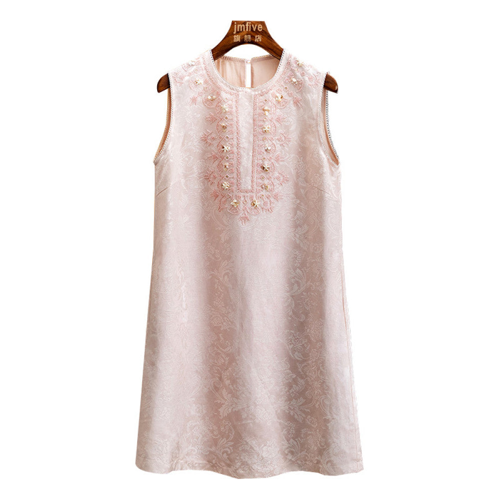New Chinese style mulberry silk linen simple casual dress for women in summer 2025 fashionable and elegant round neck vest skirt image 16
