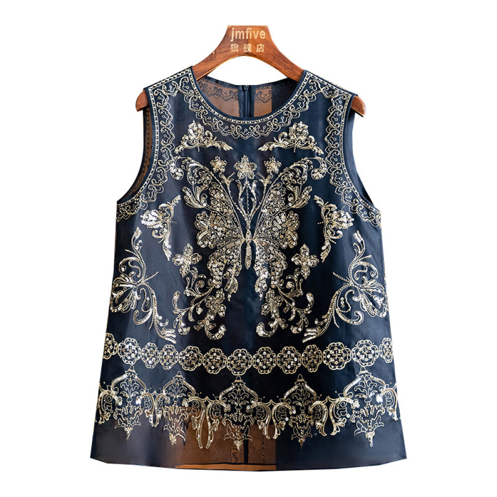 New Chinese style mulberry silk anti aging temperament butterfly vest 2025 summer new product silk western style fashion shoulder image 22