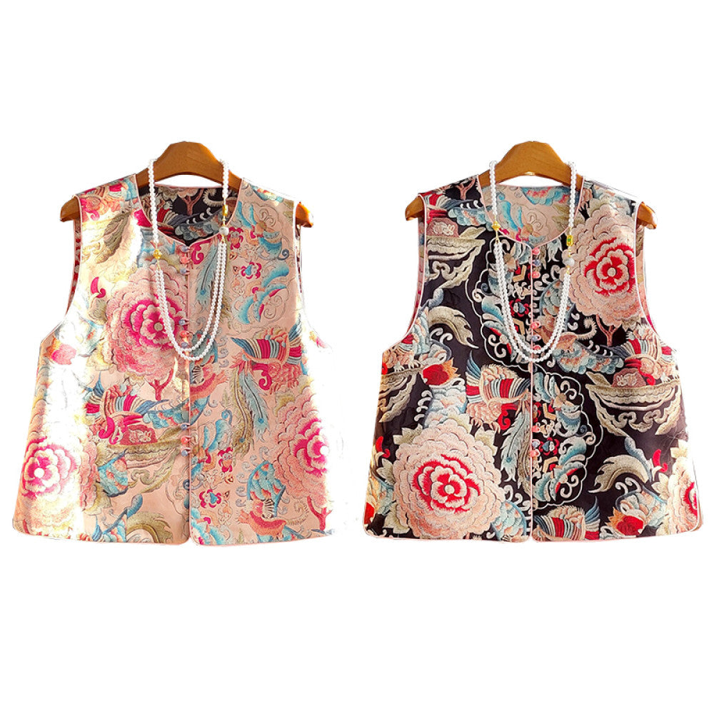 China Chic new Chinese style double sided printed vest 2025 early spring new super beautiful national style coat image 6
