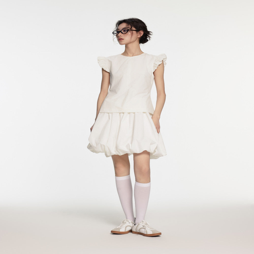 LC Cloud Bud Skirt summer new style temperament lady high waist pure white bud skirt versatile slim image 1