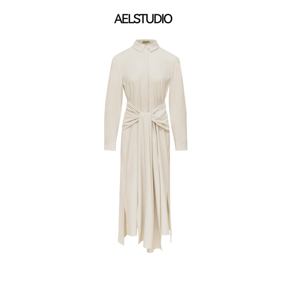 AEL original design simple French dress female 2025 new commuter style temperament waist shirt dress image 15