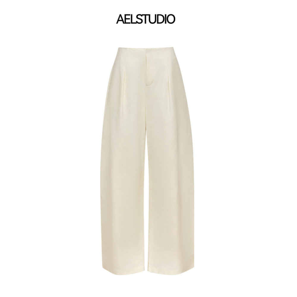 AEL original French temperament high waist cotton wide leg pants women 2025 summer loose high grade scimitar pants straight trousers image 6