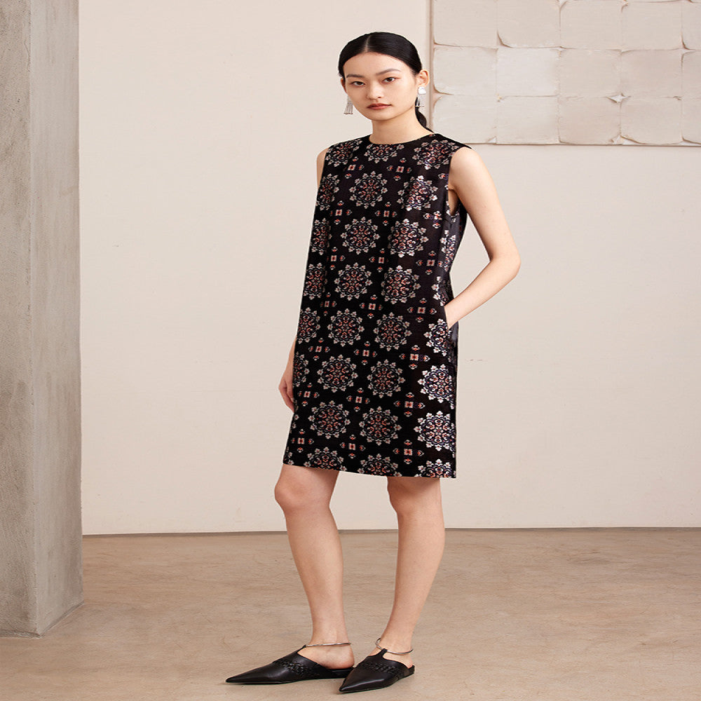Ruyi Lianyun Jinhui Weaving Silk Sleeveless Baoxiang Flower Dress for Women s New Chinese Style Panbuckle Skirt image 2