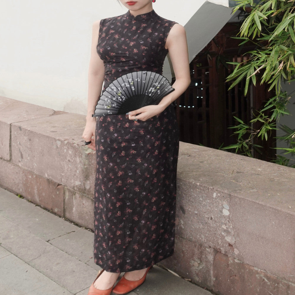 Srose Nanxi retro original design improved black cheongsam skirt new Chinese style dress new image 4