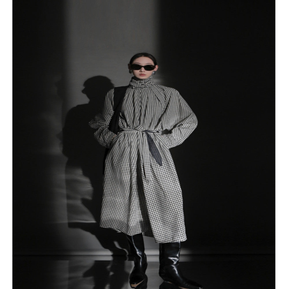 PIAOIN runway 24S autumn plaid design new dress women s ins style scarf wide version mid length skirt versatile image 1