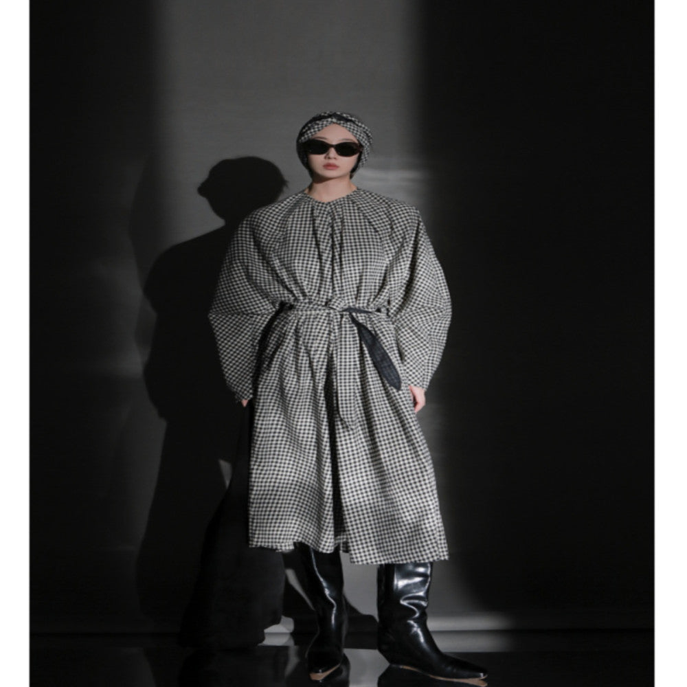 PIAOIN runway 24S autumn plaid design new dress women s ins style scarf wide version mid length skirt versatile image 2