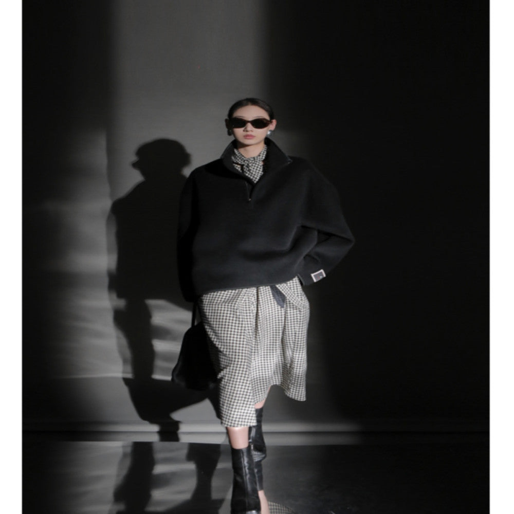 PIAOIN runway 24S autumn plaid design new dress women s ins style scarf wide version mid length skirt versatile image 3