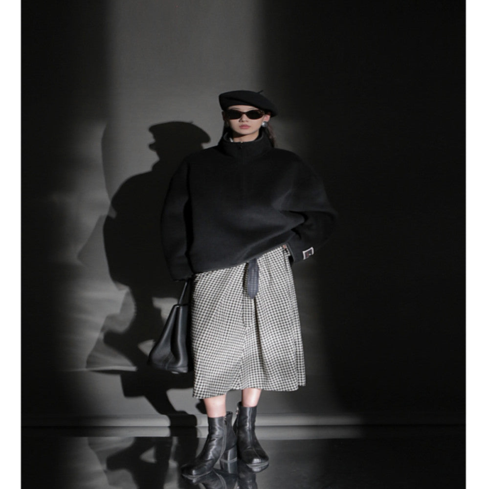 PIAOIN runway 24S autumn plaid design new dress women s ins style scarf wide version mid length skirt versatile image 4