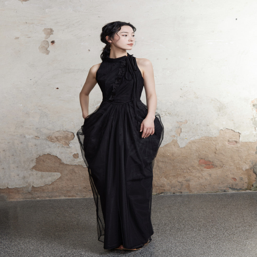 ONMOON 2024 Spring Summer New Chinese Style Sleeveless Vase Dress Clear and Cold Sensation Fairy Dress Long Dress image 2