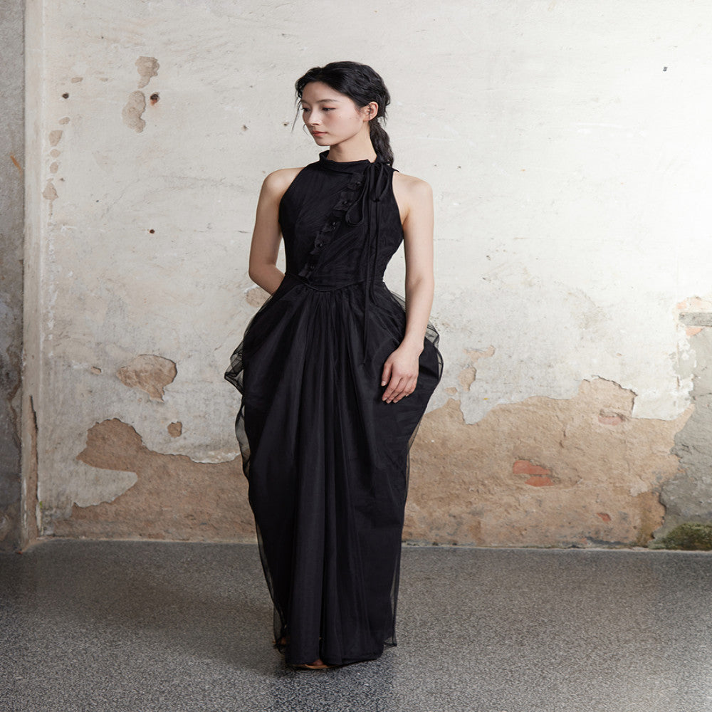 ONMOON 2024 Spring Summer New Chinese Style Sleeveless Vase Dress Clear and Cold Sensation Fairy Dress Long Dress image 4