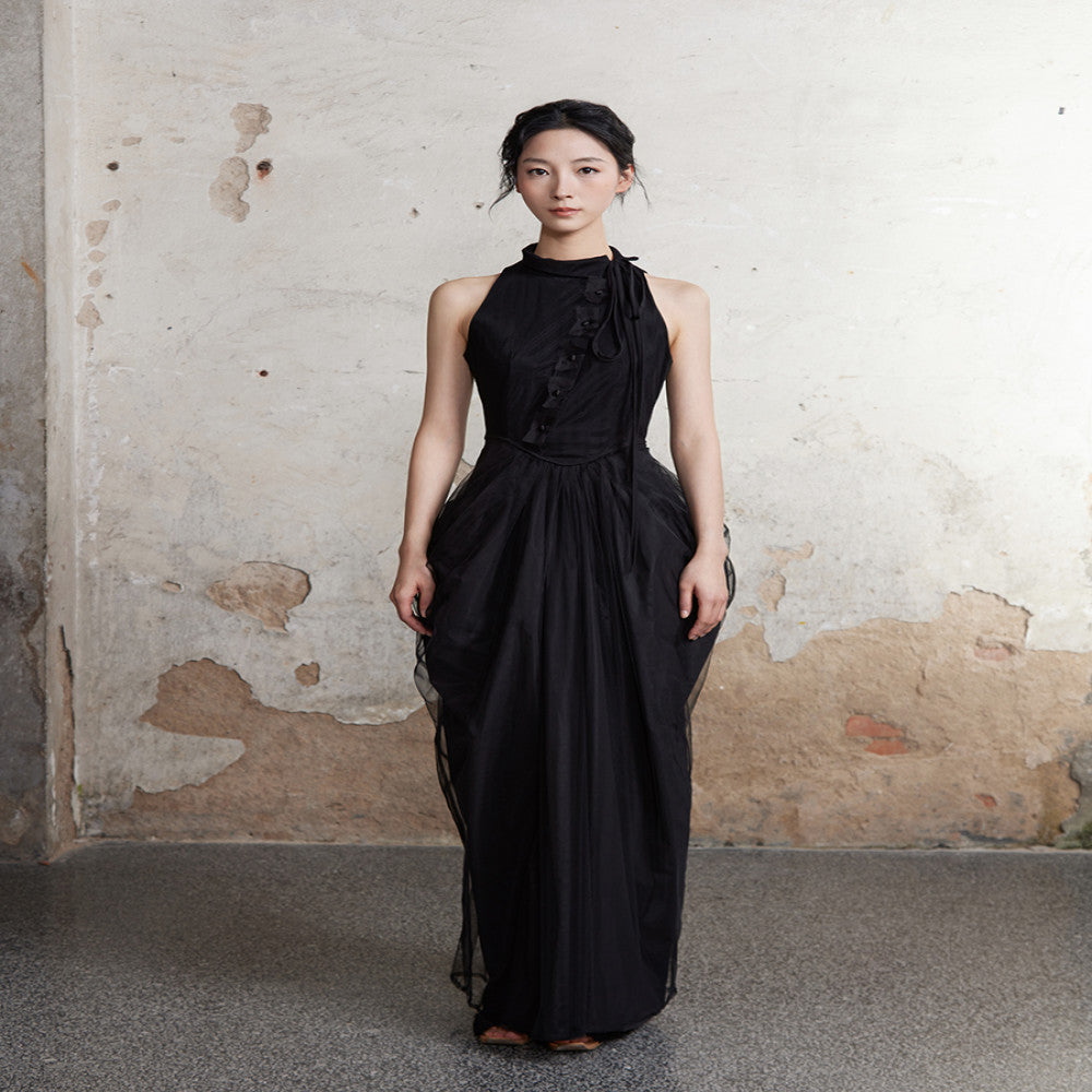 ONMOON 2024 Spring Summer New Chinese Style Sleeveless Vase Dress Clear and Cold Sensation Fairy Dress Long Dress image 5