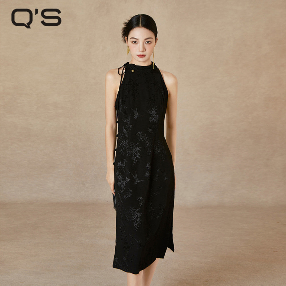 Straw Xi Summer New Style Chinese style Hanging Neck Red Dress Jacquard Slimming Wedding Cheongsam Slimming Slimming and Toasting Skirt image 15