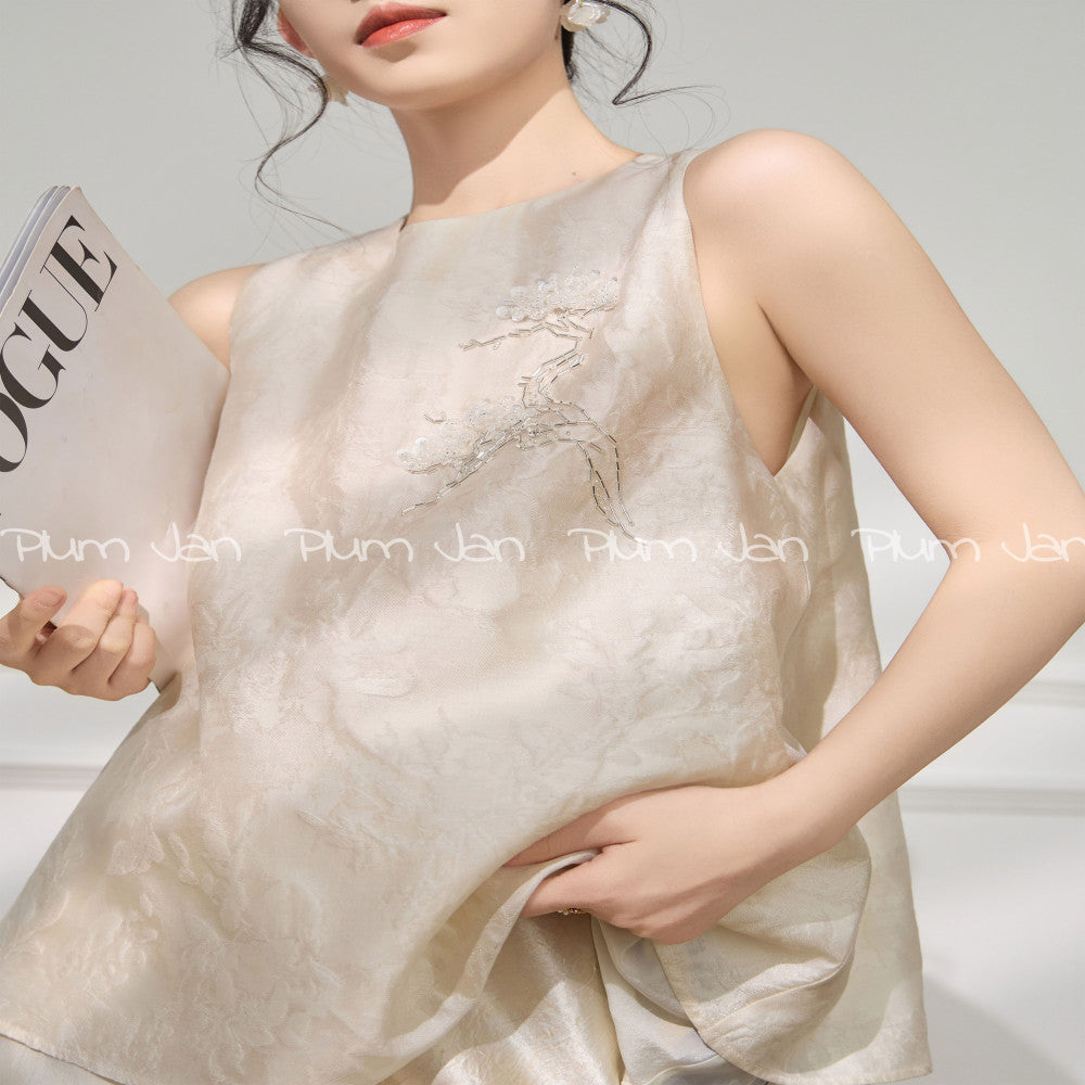 Plum Jan Temperament Shirt Women s 2025 New Popular Beautiful Small Shirt New Chinese Style Sleeveless Shirt image 1