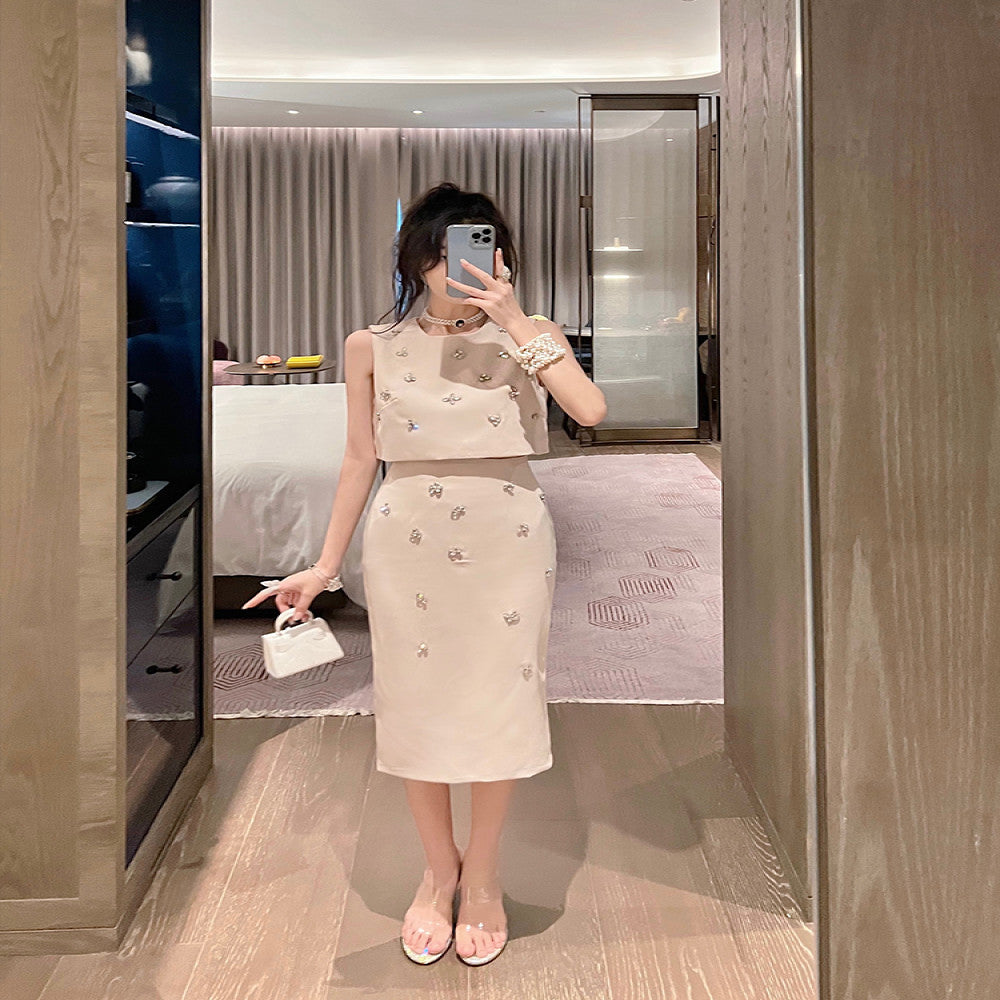 BETTER LS 2025 summer new style small red suit women s skirt lady temperament two piece suit image 3