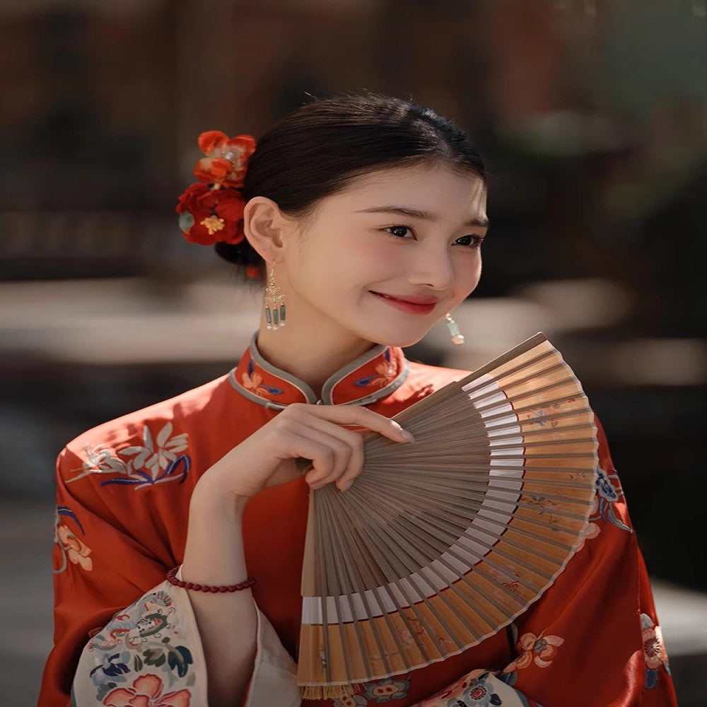 Bride wedding day casual toast dress female new Chinese style morning gown red dress improved cheongsam early autumn image 3