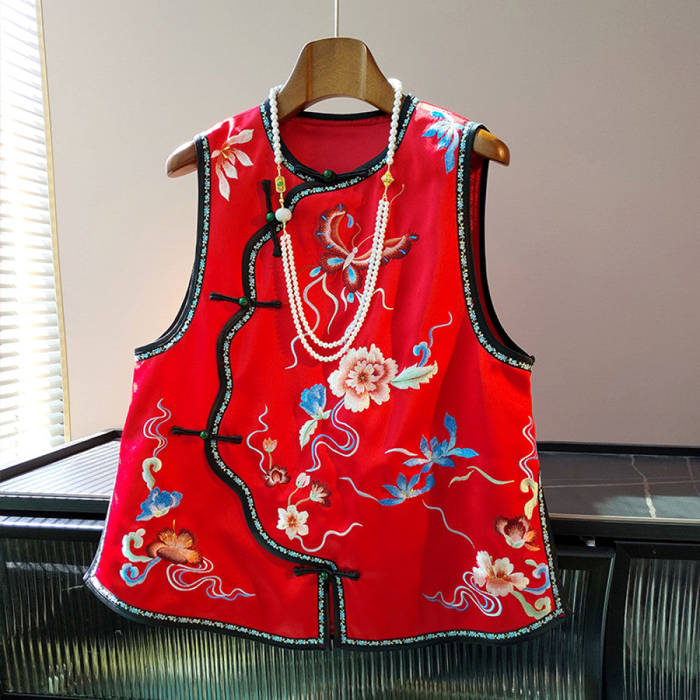 ASAYA3853 - Heavy Embroidered QIpao Vest ððēðððķððē ððđðēðīðŪðŧð°ðē ðķðŧ ðððēðŋð ðĶððķðð°ðĩð§§