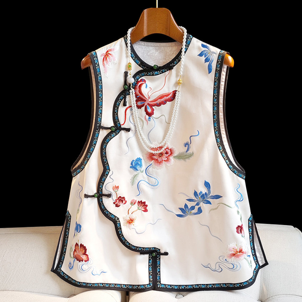 ASAYA3853 - Heavy Embroidered QIpao Vest ððēðððķððē ððđðēðīðŪðŧð°ðē ðķðŧ ðððēðŋð ðĶððķðð°ðĩð§§