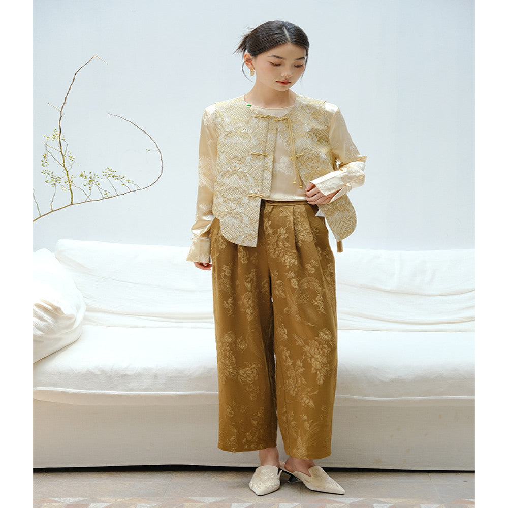 Mountain colored pants spring women s spring and summer new pants rayon jacquard pants carrot pants women 2025 new early spring image 17