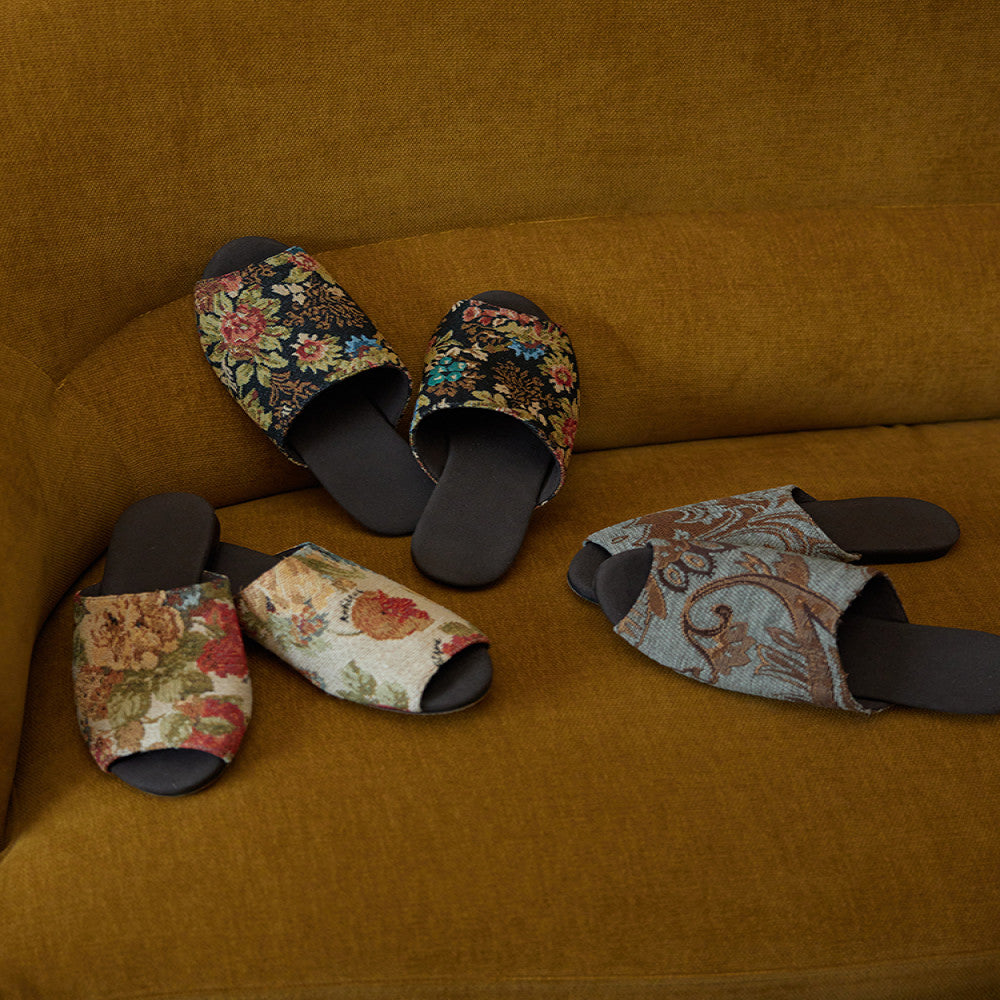 Jasmine and Fusu vintage cotton flower jacquard cashew flower slippers lazy sofa slippers image 3