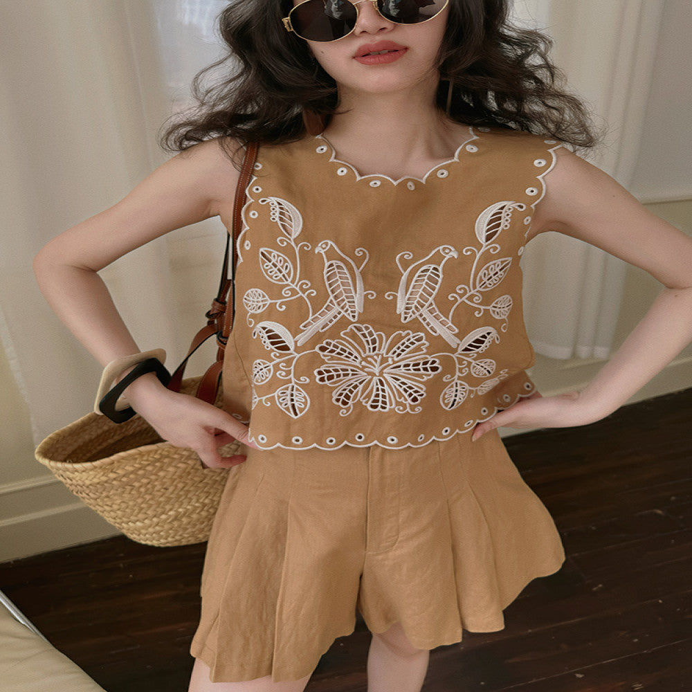 TOP Home Holiday Set French Romantic Exquisite Heavy Industry Positioning Hollow Embroidery Lace Vest Umbrella Swing Shorts image 10