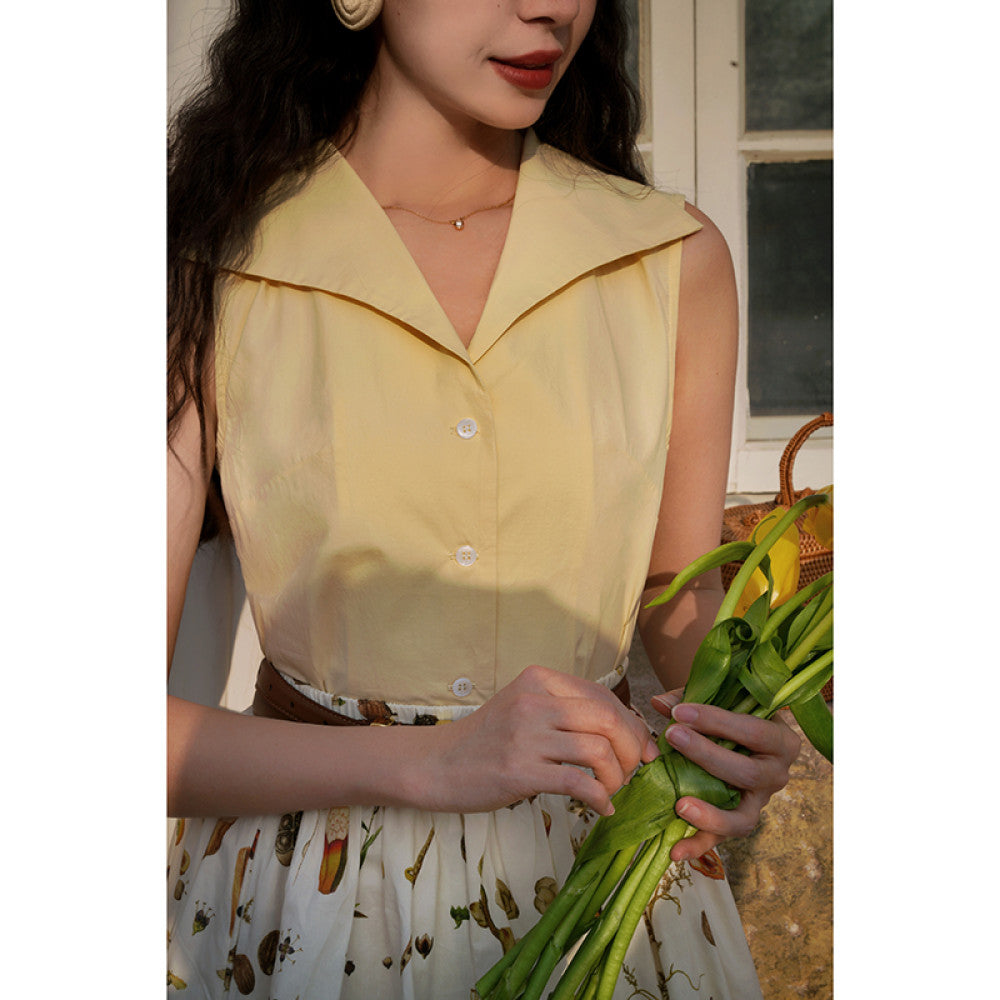 ASAYA-3777 Retro Chic Sleeveless Lapel Shirt 🌸