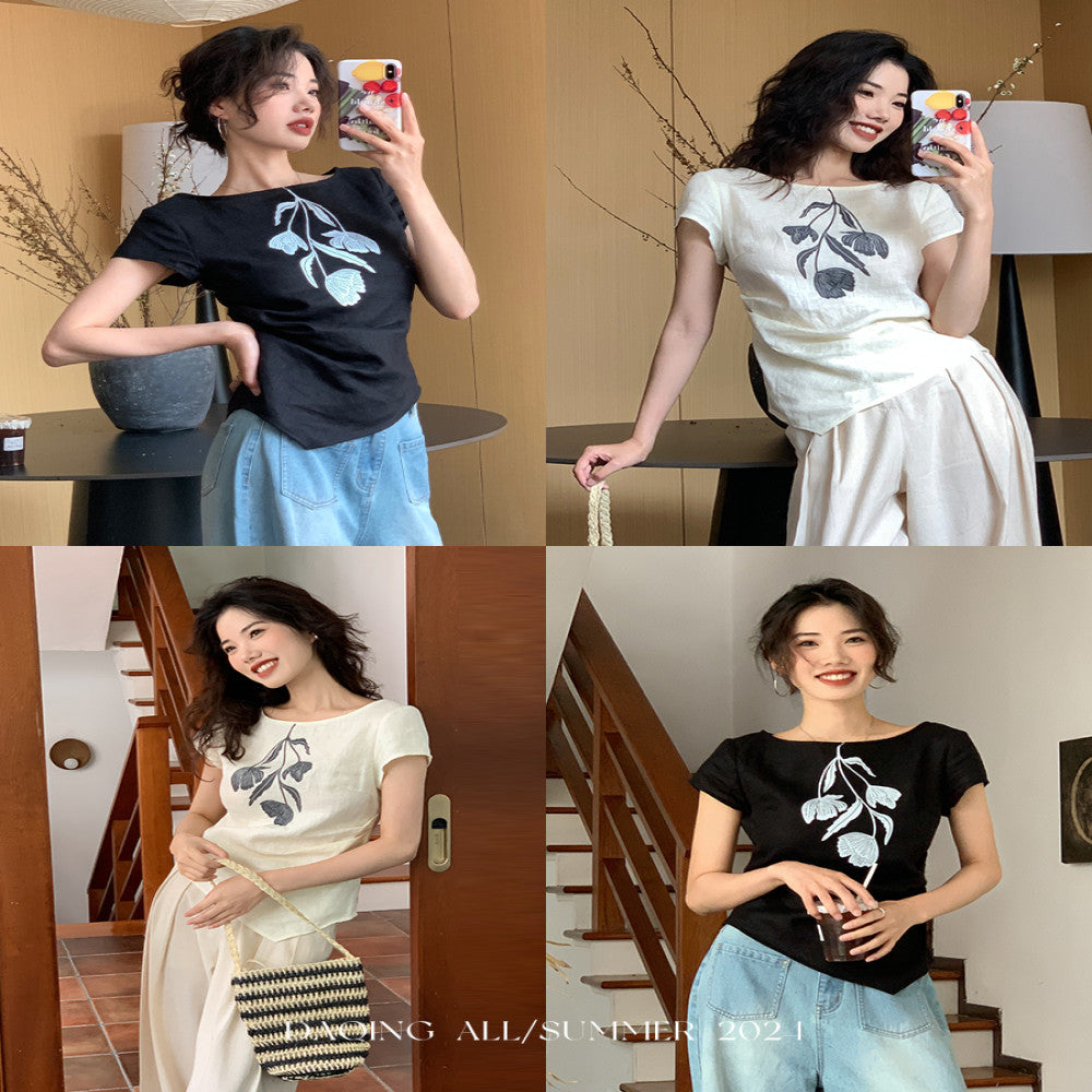 Xu Daqing Shunhua Retro Lazy Linen Printed Holiday Travel Tank Top High Waist Versatile Dress Top image 2