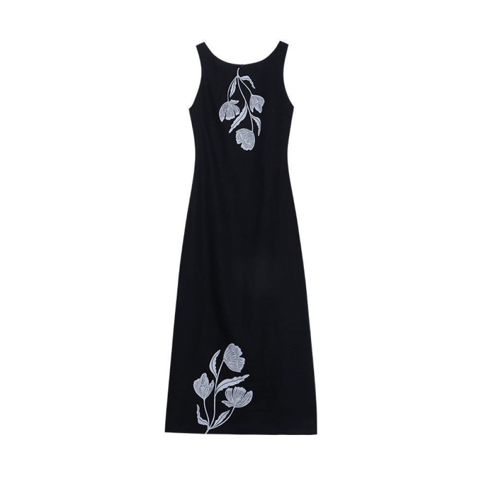 Xu Daqing Shunhua Retro Lazy Linen Printed Holiday Travel Tank Top High Waist Versatile Dress Top image 22