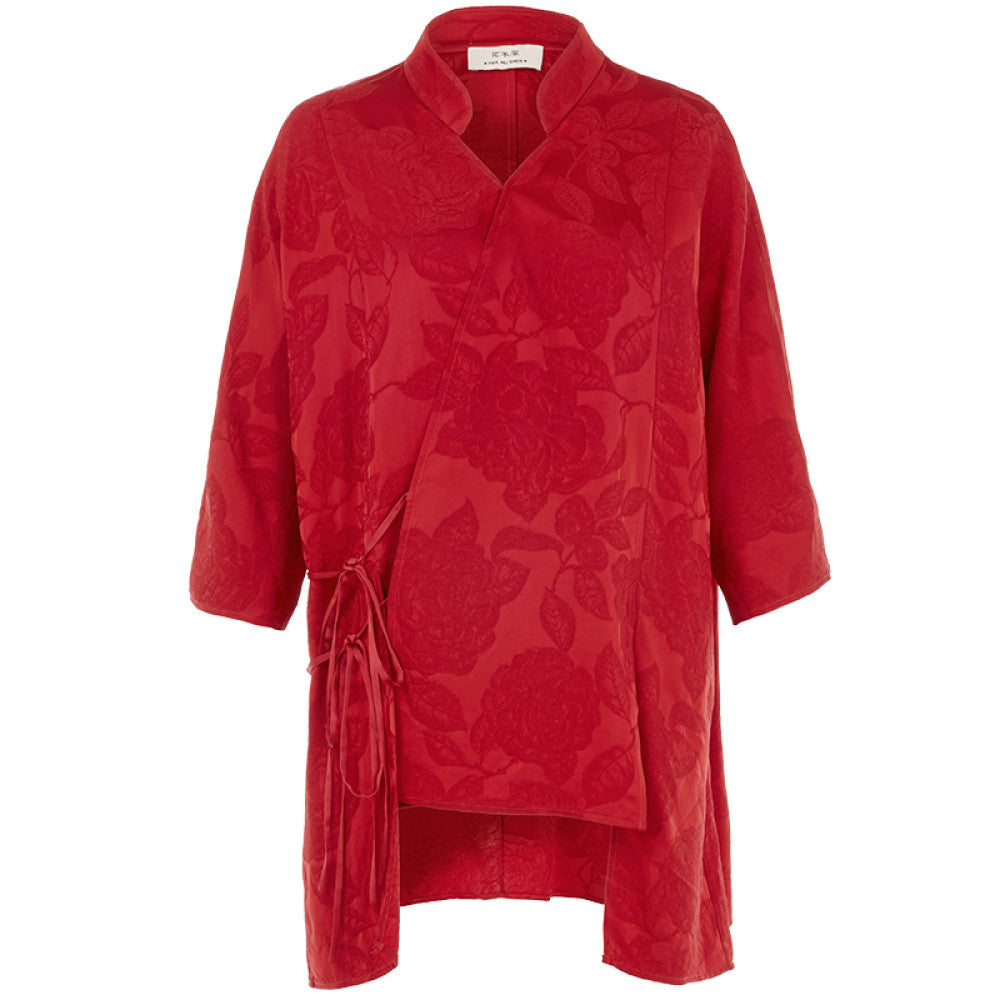 Lin Jing s same flower and tree deep new Chinese Tang style top red new standing collar cardigan jacquard improved Hanfu image 9