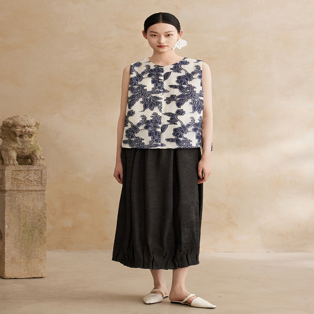 Ruyi Lianyun Summer Dress New Silk Blended Double breasted Scissors Vest Women s Chinese Style New Chinese Retro Camback Vest image 3