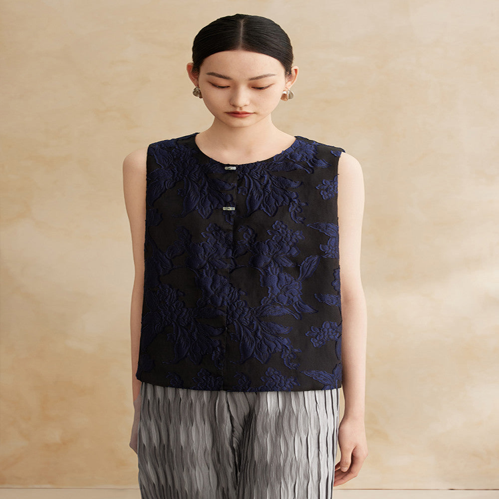 Ruyi Lianyun Summer Dress New Silk Blended Double breasted Scissors Vest Women s Chinese Style New Chinese Retro Camback Vest image 4