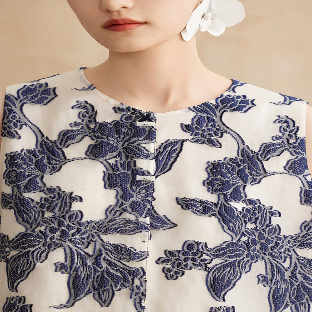 Ruyi Lianyun Summer Dress New Silk Blended Double breasted Scissors Vest Women s Chinese Style New Chinese Retro Camback Vest image 5