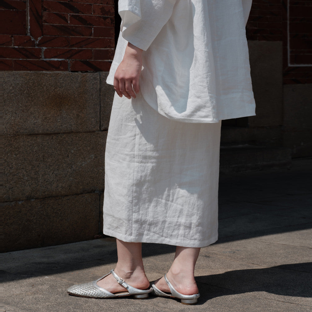 ASAYA3412 100% ramie | New Chinese style tailoring, stand-up collar and large placket top | Wide side hem and layered skirt
