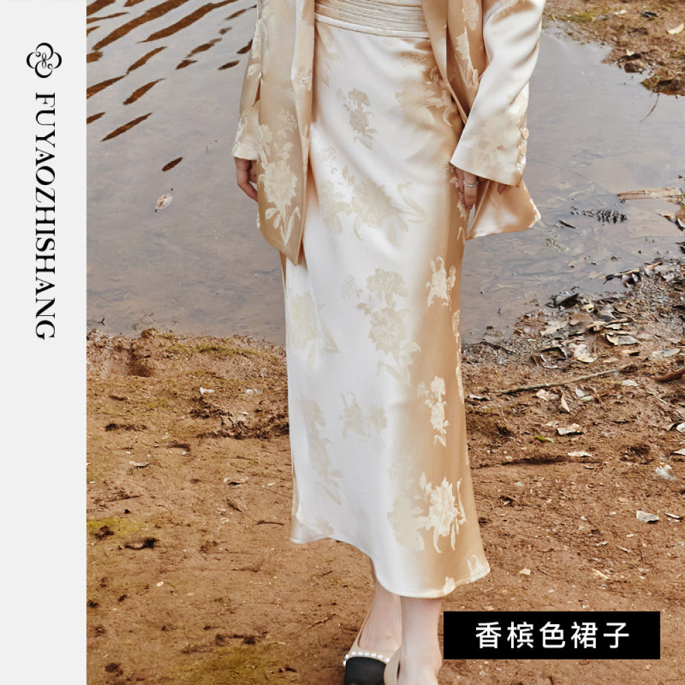 ASAYA3407 FUYAO Jacquard New Chinese Style High-end Acetate Suit Set Female Temperament Gentle Chinese Style Casual Suit