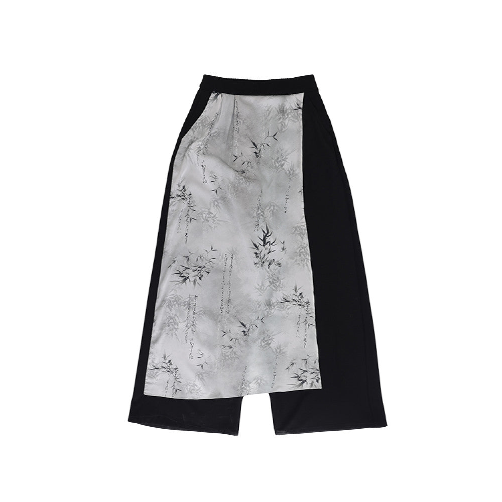 APOZi collection Simulated Time series New Chinese style ink wash print straight loose wide leg pants for women image 5