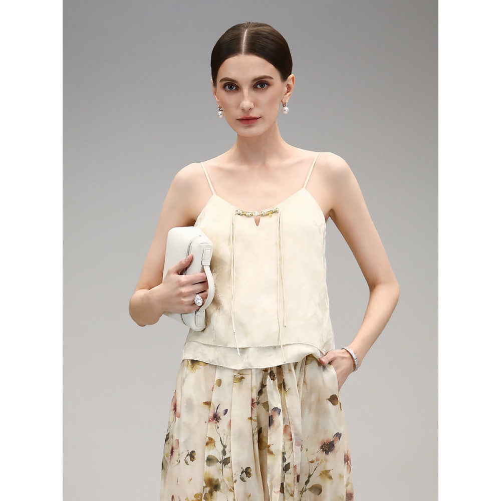 COCOBELLA front and back two pairs of dark patterned jacquard sleeveless shirts imitating fragrant cloud silk top VT0032 image 31
