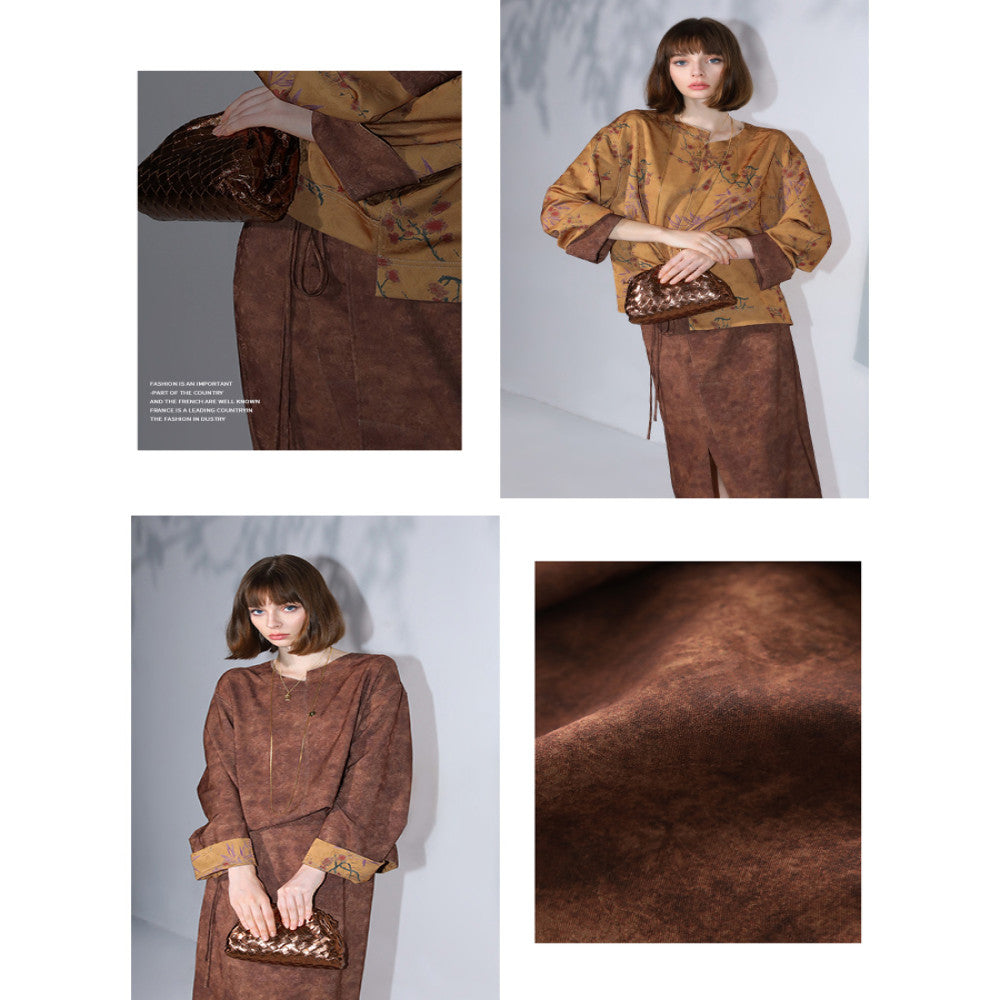 COCOBELLA imitation Xiangyun yarn double sided different color jacquard skirt new Chinese style long skirt HS0055 image 4