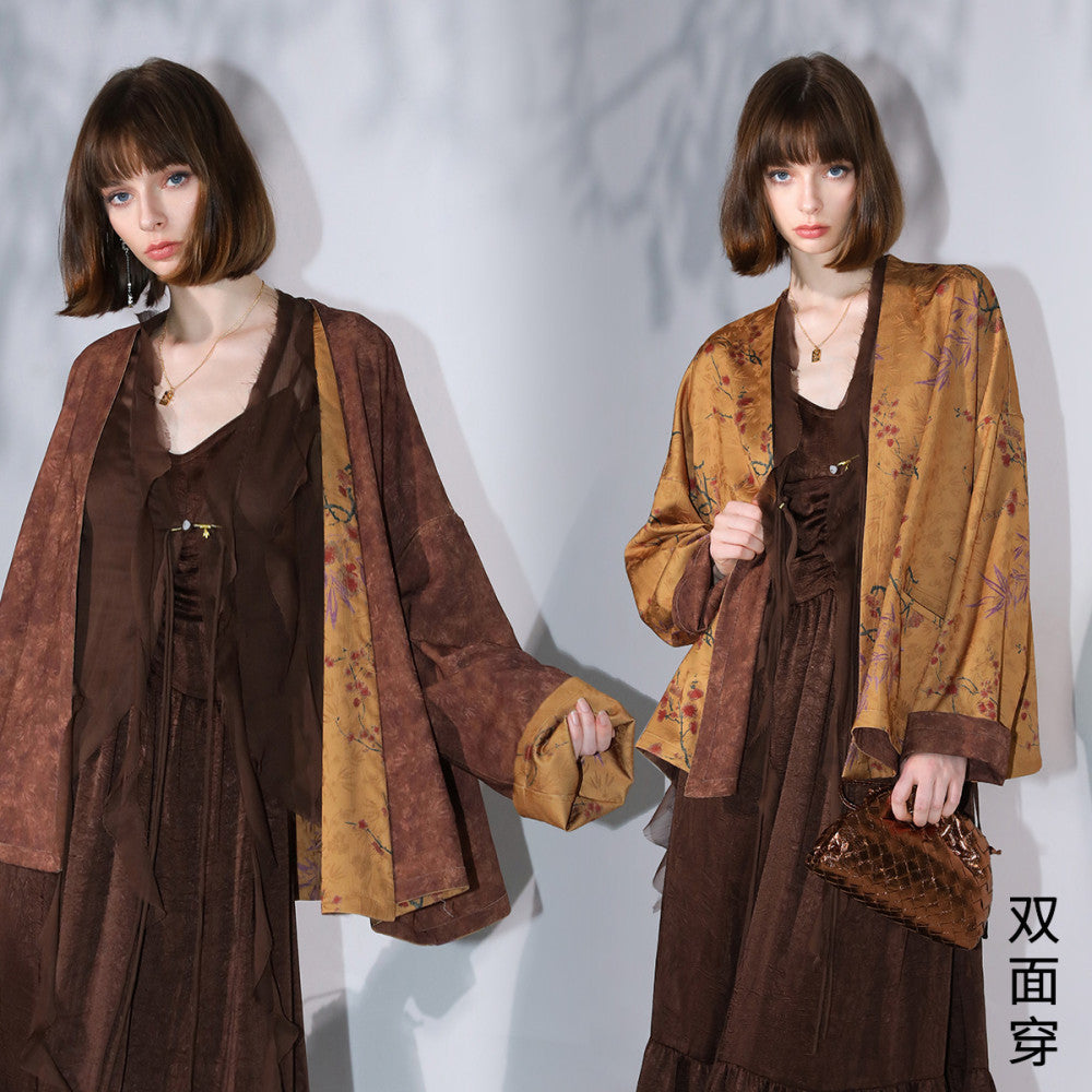 COCOBELLA imitation Xiangyun yarn double sided different color jacquard skirt new Chinese style long skirt HS0055 image 13