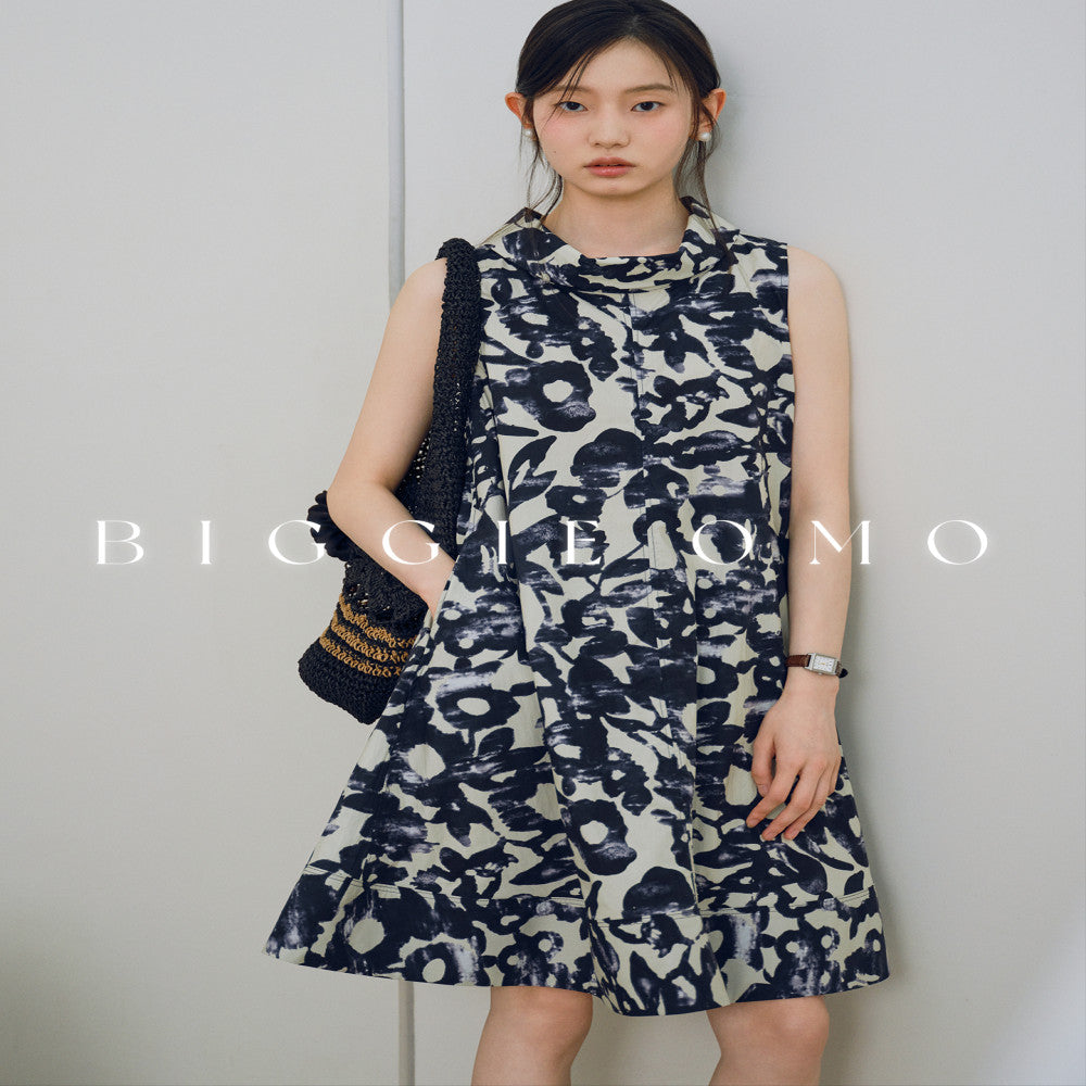 Biggie OMO elegant floral short vest skirt cotton print breathable and comfortable slimming dress image 1