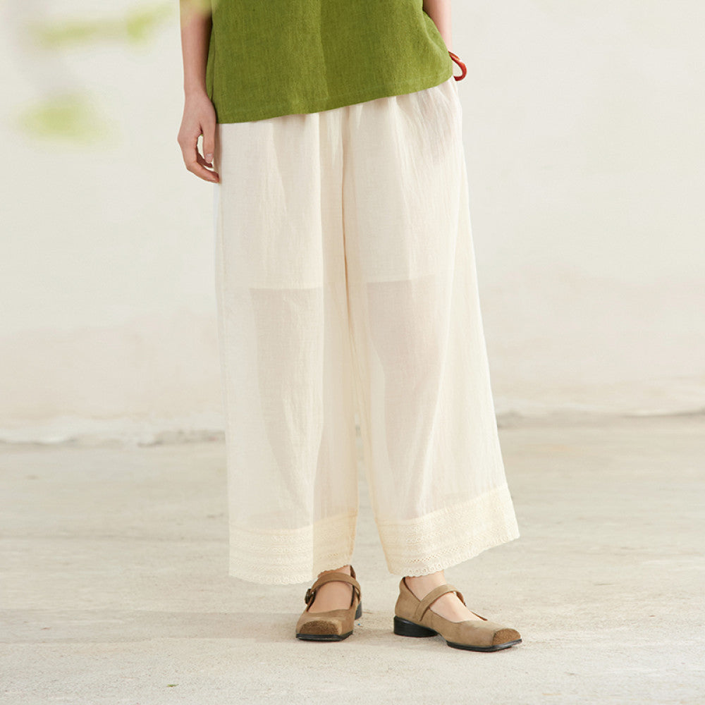 Thank you Tangyu Jixiangyu er Original Clear Horse Cotton Splicing Hollow Lace Lace Versatile Pants image 7